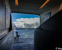 Blick aus dem Fenster Messner Mountain Museum auf dem Kronplatzgipfel Südtirol